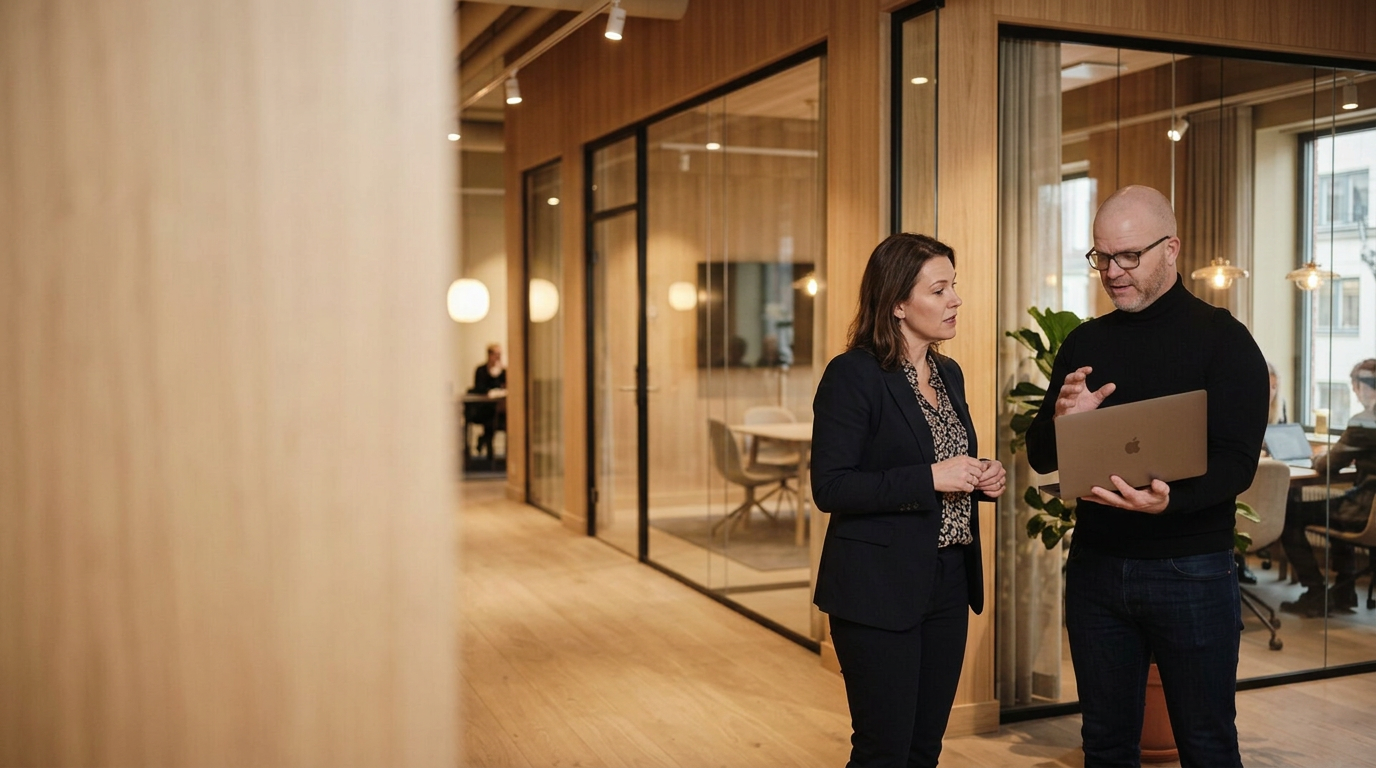 Konsult och kollega vid datorn