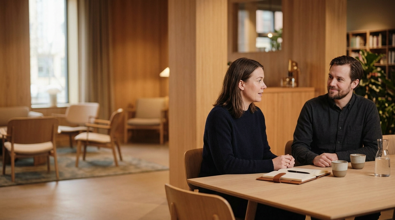 Samtal om lönesättning på ett kontor